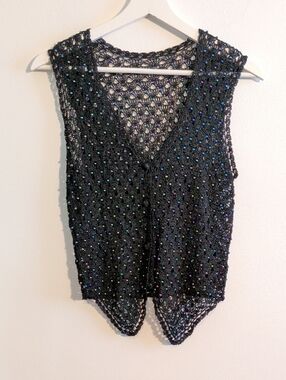 BEADED CROCHET VEST - unbranded